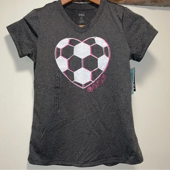 DSG girls performance shirt with soccer heart. Brand new with tags. - Picture 1 of 3